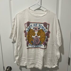 Billabong White Tee with Colorful Accents